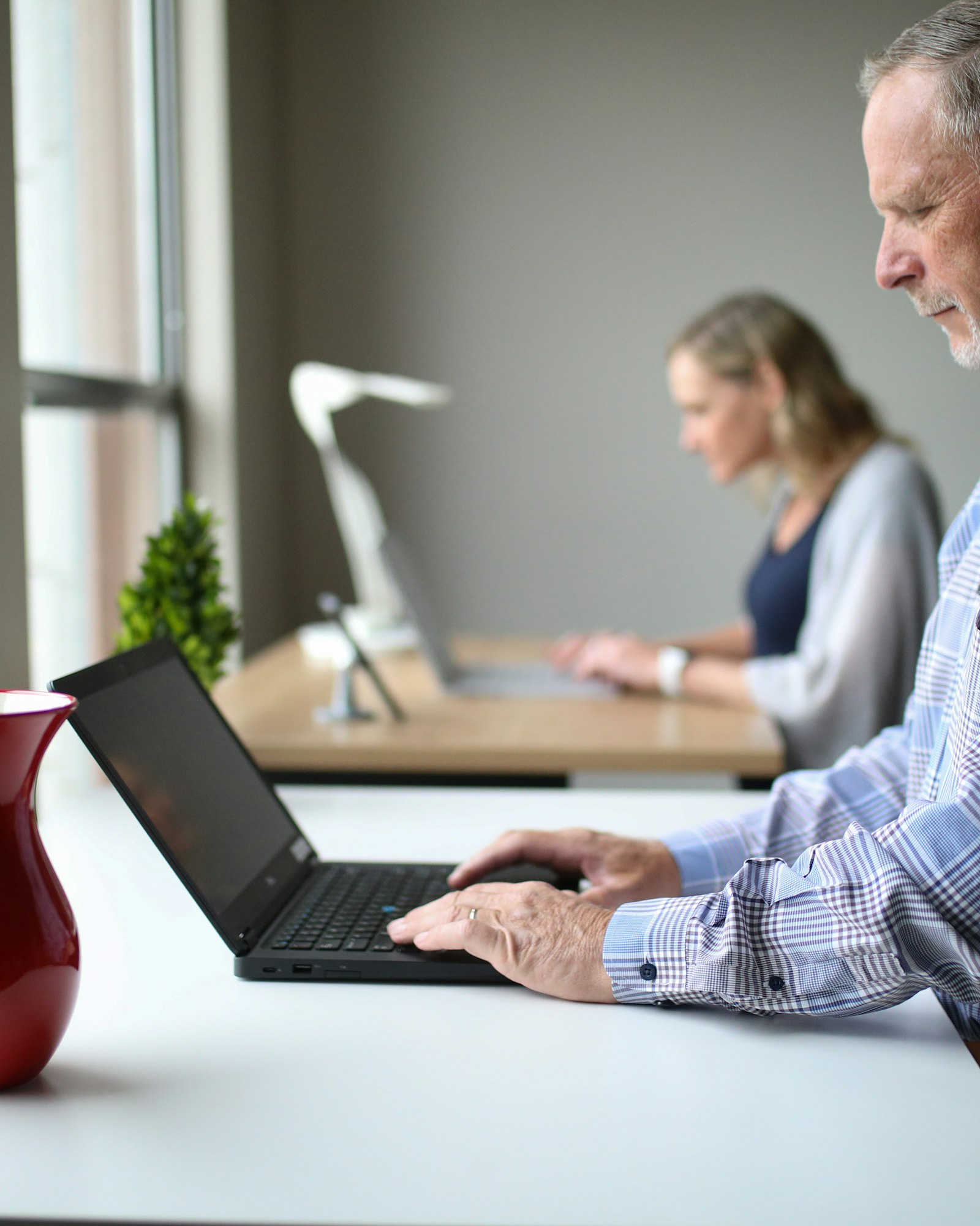 A working professional at the end of a long shift.